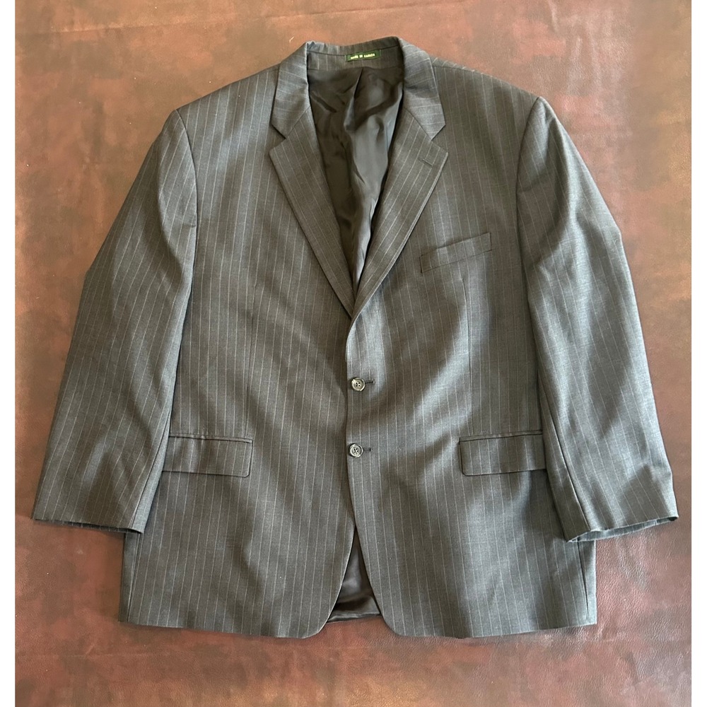 Lauren Ralph Lauren Mens 52R Pinstripe Wool Blazer Jacket Charcoal Grey Canada